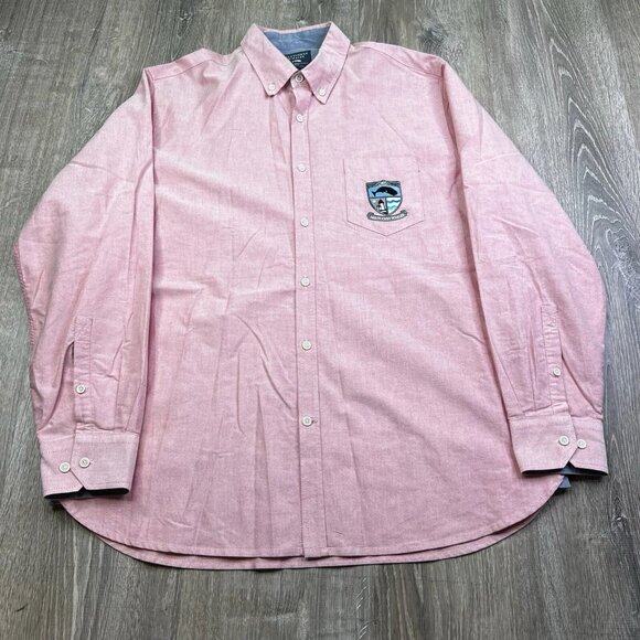 Nantucket Whaler Button Down Shirt Men’s Size XL Salmon Pink Embroidered Patch - Picture 2 of 13